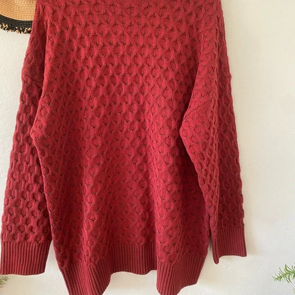 Knox Rose Red Cozy Chunky Knit Oversized Mock Turtleneck Sweater NWT - Picture 11 of 11